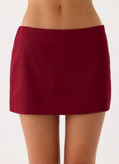 Do It Again Mini Skirt - Dark Cherry