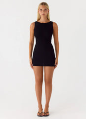 Amaris Knit Mini Dress - Black