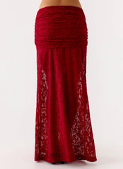 Farruko Jacquard Maxi Skirt - Dark Cherry