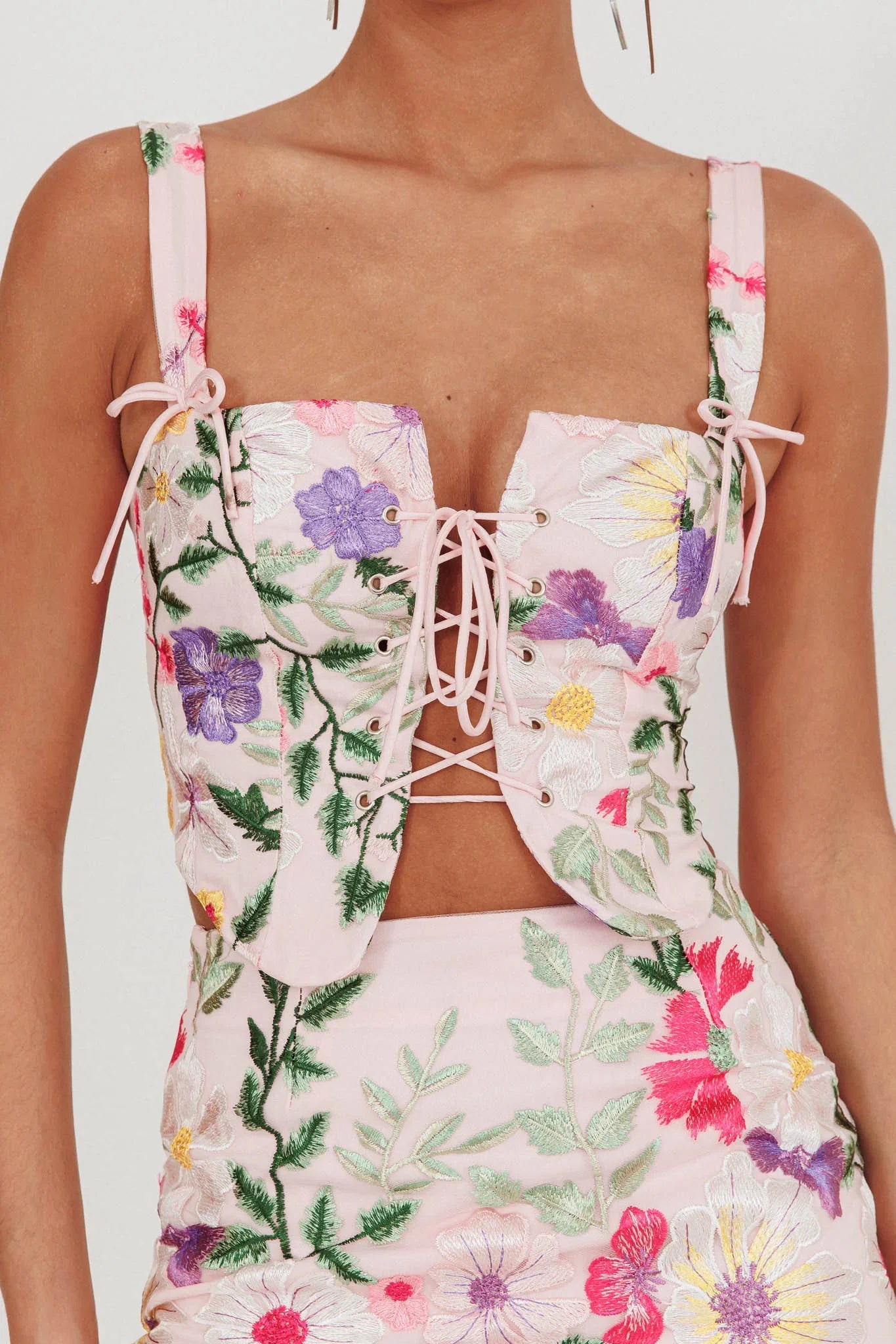 High Street Jacquard Corset Top Floral Multi