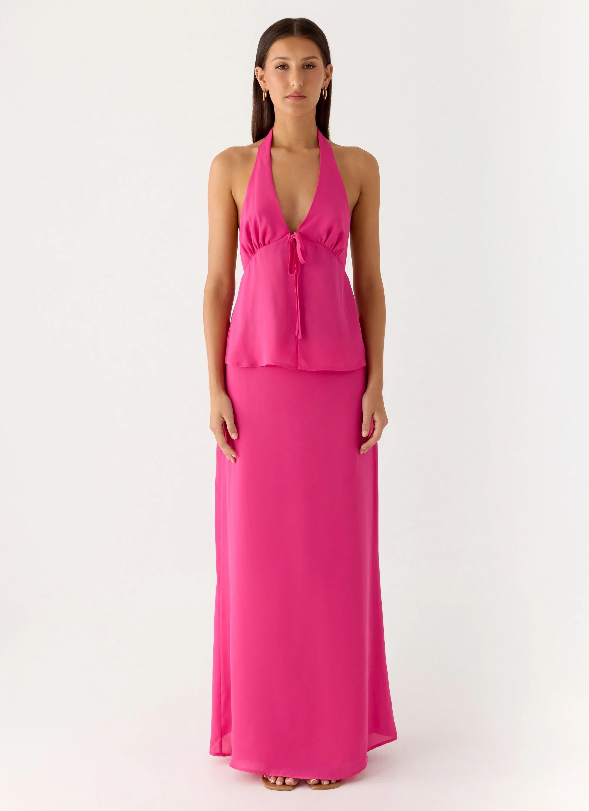 Ashlea Tie Front Top - Fuchsia
