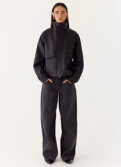 James PU Bomber Jacker - Black
