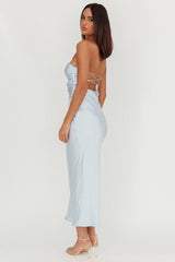 Good Impression Double Twist Maxi Dress Steel Blue