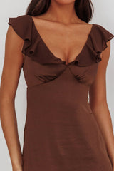 Zerai Ruffle Trimmed Maxi Dress Chocolate